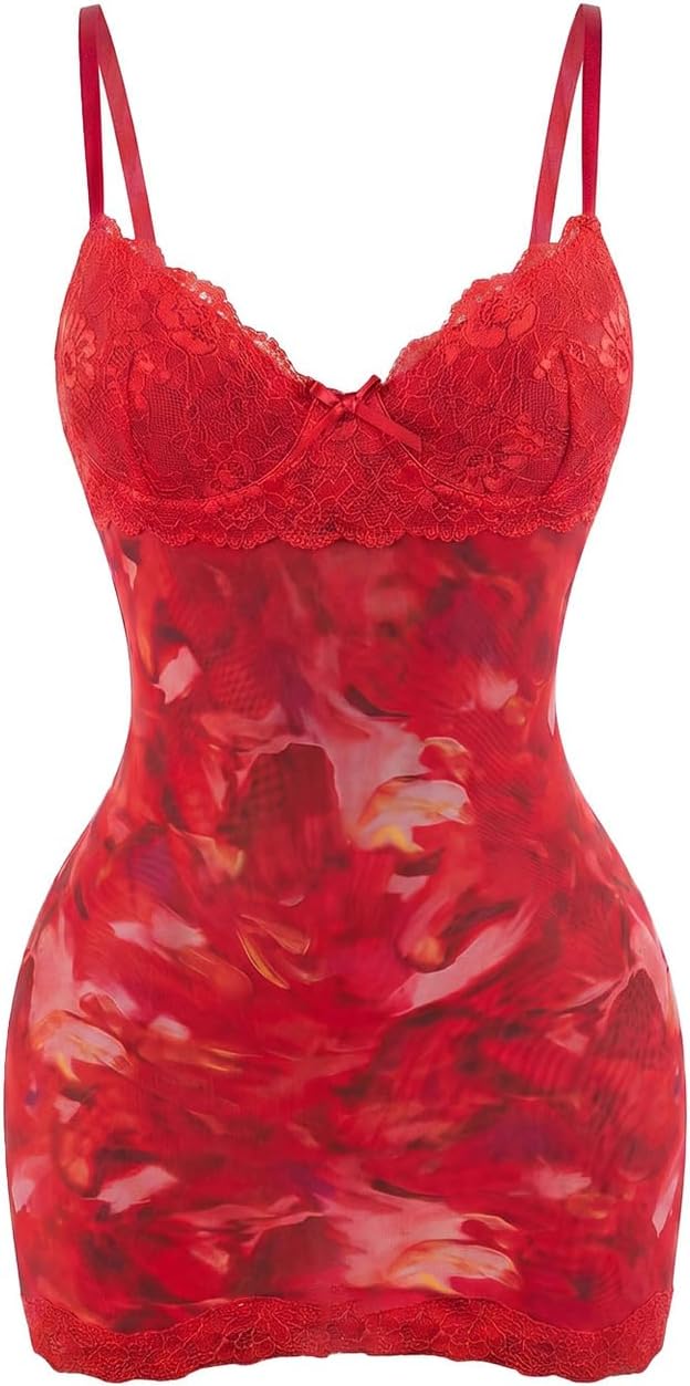 SOLY HUX Women's Club Outfits Summer Floral Mini Dress Lace Bodycon Dresses | Lace Trim, Mini Dress, Spaghetti Strap, Bodycon, Party, Cami Dresses