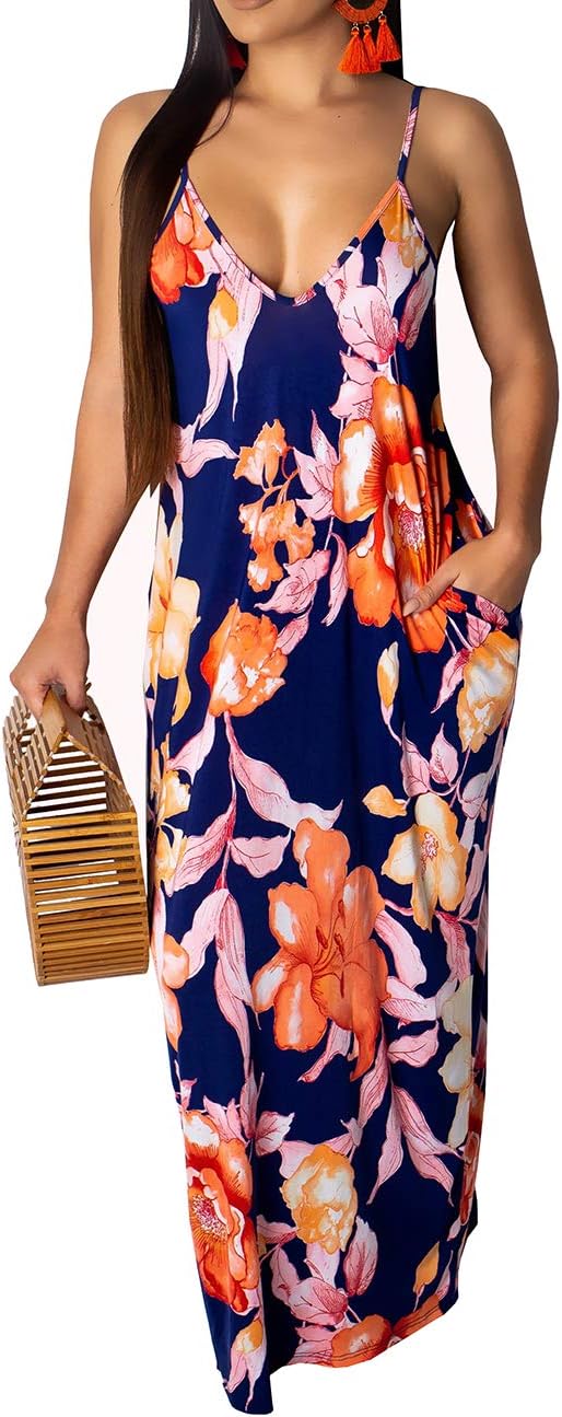 BessCops Summer Maxi Dresses for Women 2026 Plus Size Sundresses Casual Fashion Sleeveless Loose Long Sexy Dress with Pockets