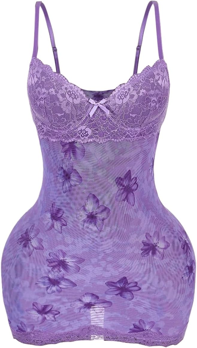 SOLY HUX Women's Club Outfits Summer Floral Mini Dress Lace Bodycon Dresses | Lace Trim, Mini Dress, Spaghetti Strap, Bodycon, Party, Cami Dresses