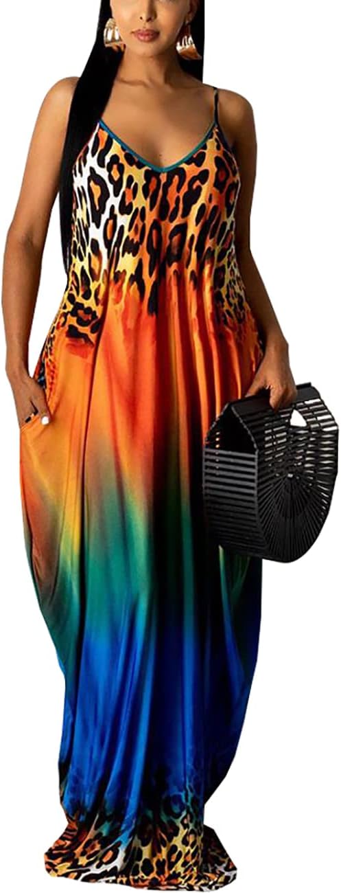 BessCops Summer Maxi Dresses for Women 2026 Plus Size Sundresses Casual Fashion Sleeveless Loose Long Sexy Dress with Pockets