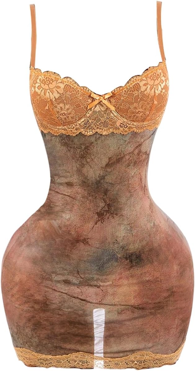 SOLY HUX Women's Club Outfits Summer Floral Mini Dress Lace Bodycon Dresses | Lace Trim, Mini Dress, Spaghetti Strap, Bodycon, Party, Cami Dresses