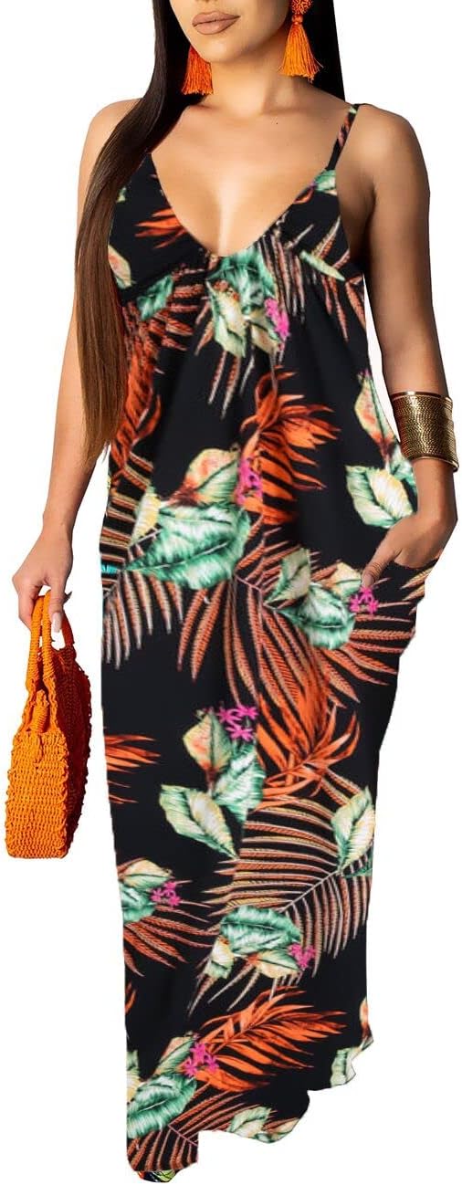 BessCops Summer Maxi Dresses for Women 2026 Plus Size Sundresses Casual Fashion Sleeveless Loose Long Sexy Dress with Pockets
