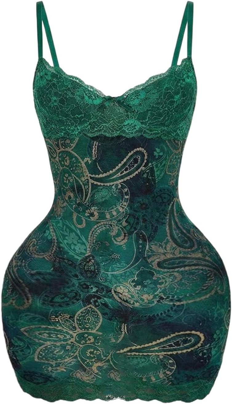SOLY HUX Women's Club Outfits Summer Floral Mini Dress Lace Bodycon Dresses | Lace Trim, Mini Dress, Spaghetti Strap, Bodycon, Party, Cami Dresses