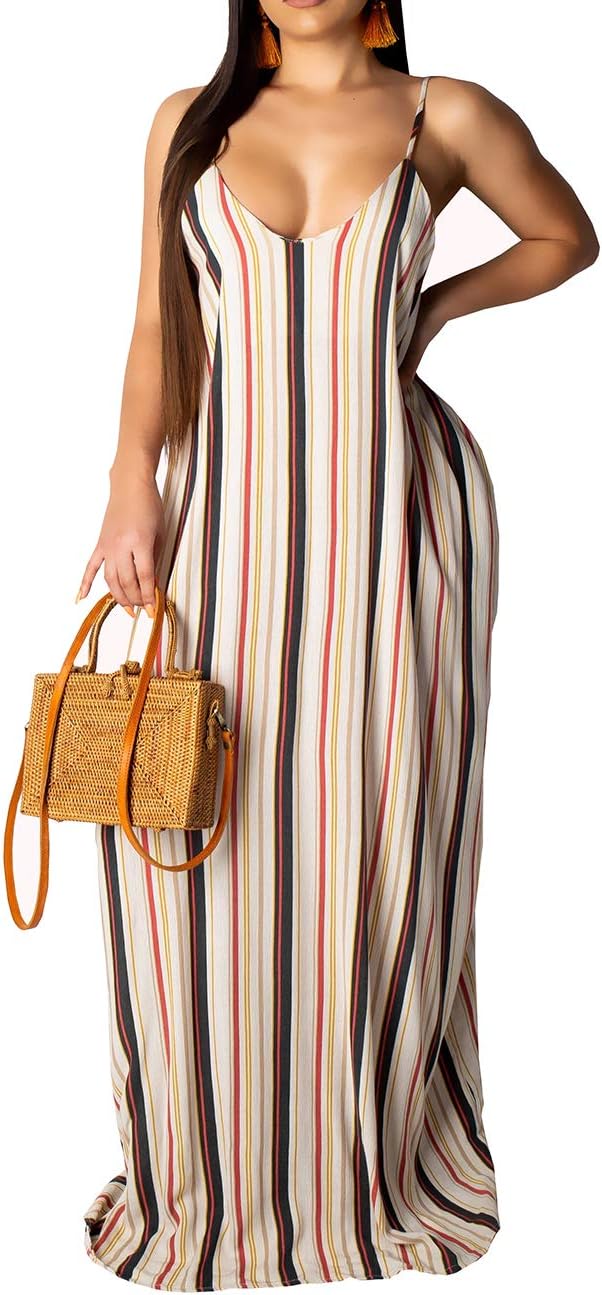 BessCops Summer Maxi Dresses for Women 2026 Plus Size Sundresses Casual Fashion Sleeveless Loose Long Sexy Dress with Pockets
