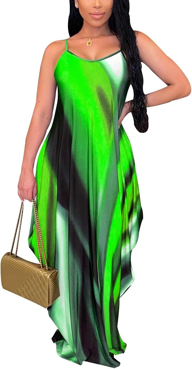 BessCops Summer Maxi Dresses for Women 2026 Plus Size Sundresses Casual Fashion Sleeveless Loose Long Sexy Dress with Pockets