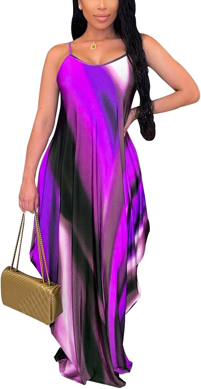 BessCops Summer Maxi Dresses for Women 2026 Plus Size Sundresses Casual Fashion Sleeveless Loose Long Sexy Dress with Pockets