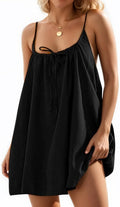 NEEP Boho Dresses for Women 2026 Mini Linen Cover Up Sundresses Summer Spaghetti Strap Sleeveless Dress with Pockets