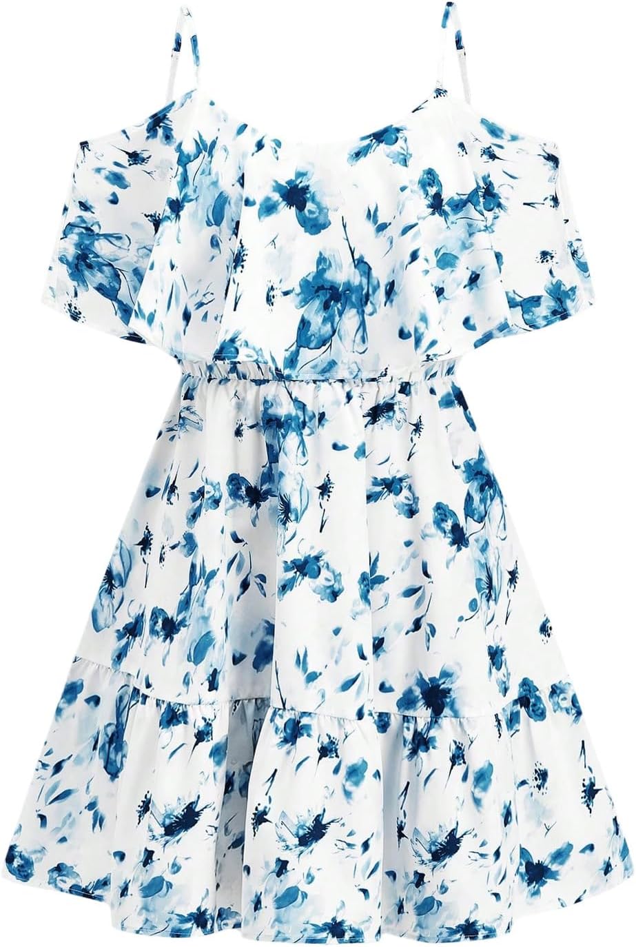 SOLY HUX Women's Summer Floral Mini Dress Cold Shoulder Ruffle Dresses | Boho, Short Sleeve, A Line, Vacation, Sundress