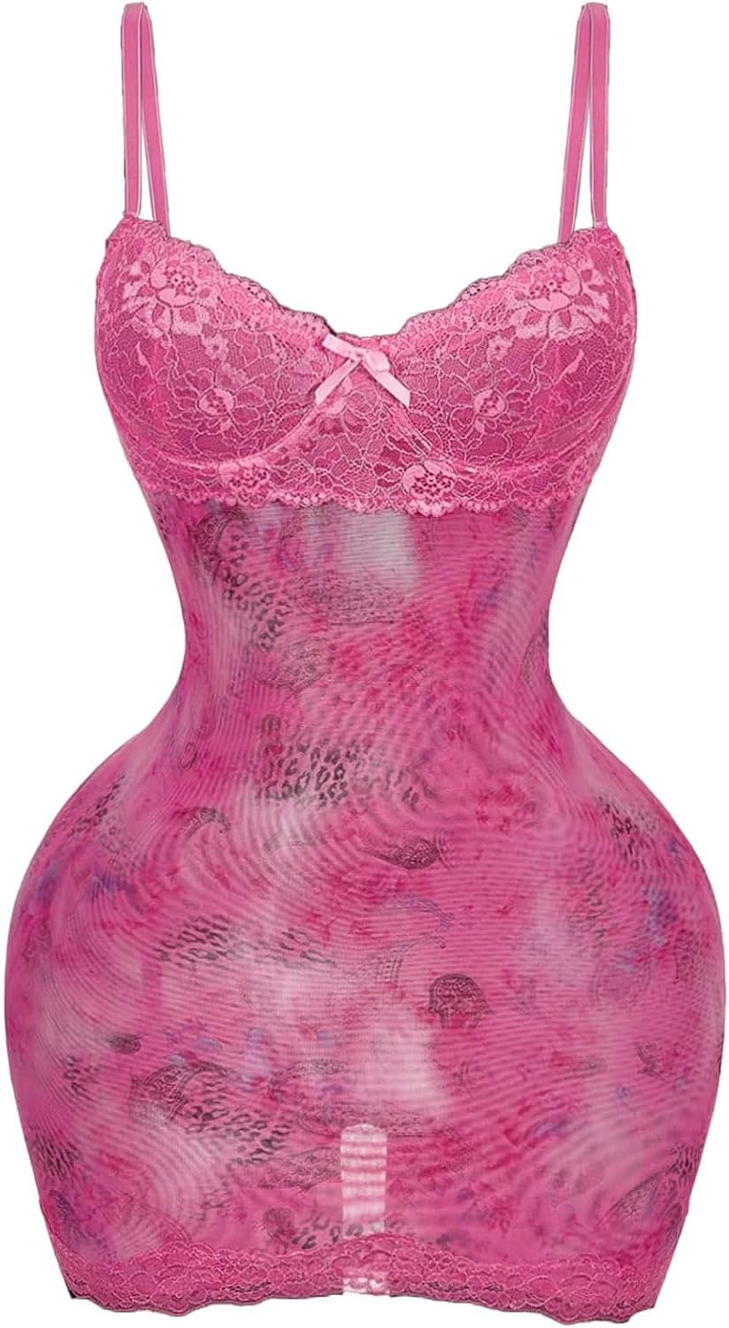 SOLY HUX Women's Club Outfits Summer Floral Mini Dress Lace Bodycon Dresses | Lace Trim, Mini Dress, Spaghetti Strap, Bodycon, Party, Cami Dresses