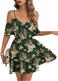 SOLY HUX Women's Summer Floral Mini Dress Cold Shoulder Ruffle Dresses | Boho, Short Sleeve, A Line, Vacation, Sundress