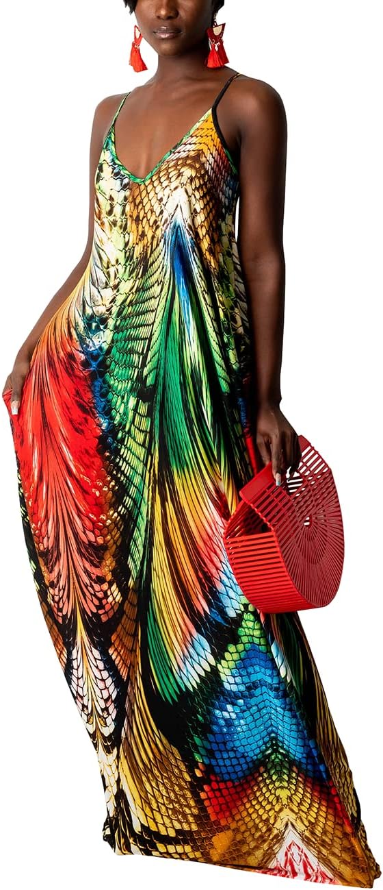 BessCops Summer Maxi Dresses for Women 2026 Plus Size Sundresses Casual Fashion Sleeveless Loose Long Sexy Dress with Pockets
