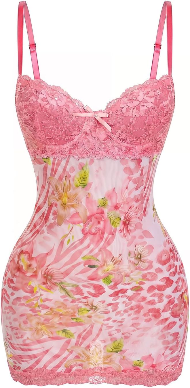 SOLY HUX Women's Club Outfits Summer Floral Mini Dress Lace Bodycon Dresses | Lace Trim, Mini Dress, Spaghetti Strap, Bodycon, Party, Cami Dresses