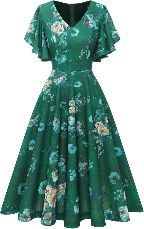 Bridesmay Women's Formal Wedding Guest Dress for Women 2026 Short Sleeve Fit and Flare Tea Party Dresses