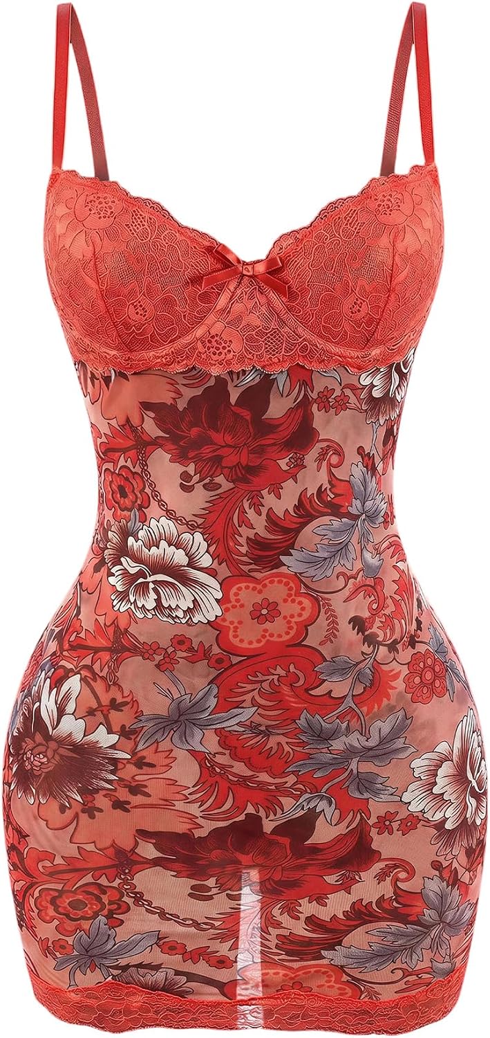 SOLY HUX Women's Club Outfits Summer Floral Mini Dress Lace Bodycon Dresses | Lace Trim, Mini Dress, Spaghetti Strap, Bodycon, Party, Cami Dresses