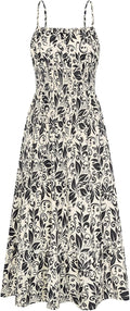 GRACE KARIN Summer Dresses for Women 2026 Vacation Boho Maxi Sundress | Casual, Smocked Waist, Floral Printed, Spaghetti Strap, Sleeveless, Beach Dresses With Pockets, Fashion Outfits