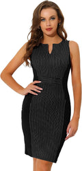 Allegra K Womens Work Sheath Dress Sleeveless Business Pencil Dresss | Slit V Neck, Knee Length, Lightweight, Dressy Casual Busienss Work Interview Outfits, Summer Spring Fall
