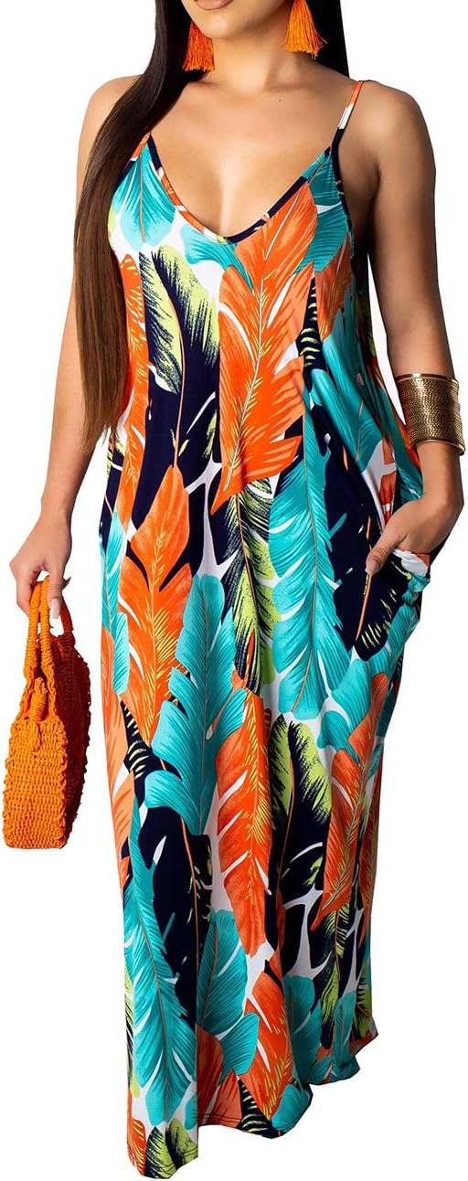 BessCops Summer Maxi Dresses for Women 2026 Plus Size Sundresses Casual Fashion Sleeveless Loose Long Sexy Dress with Pockets