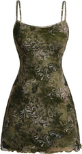 Milumia Women\u2018s Summer Mini Dress 90s Boho A Line Mesh Short Dresses | Spaghetti Strap,Sleeveless,Vintage,Paisley Print,Festival Outfits,Cowgirl,Y2k,Goth