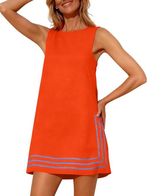 Boho Sleeveless A-Line Mini Dress in Orange