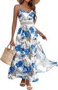 Women's Hawaiian Maxi Dresses Summer Sun Floral Sleeveless Vacation | V-Neck, Spaghetti Straps, Flowy, Boho, Resort, Beach