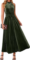 Simplee Womens Velvet Elegant Halter Neck Semi Formal Wedding Guest Dresses | 2026 Trendy, Empire Waist, A Line, Sleeveless, Flowy Maxi, Evening Party, Holiday, Long Cocktail, Prom, Fall Winter Fashion
